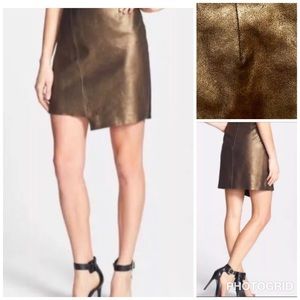Trouve Antigue Gold-Black leather skirt